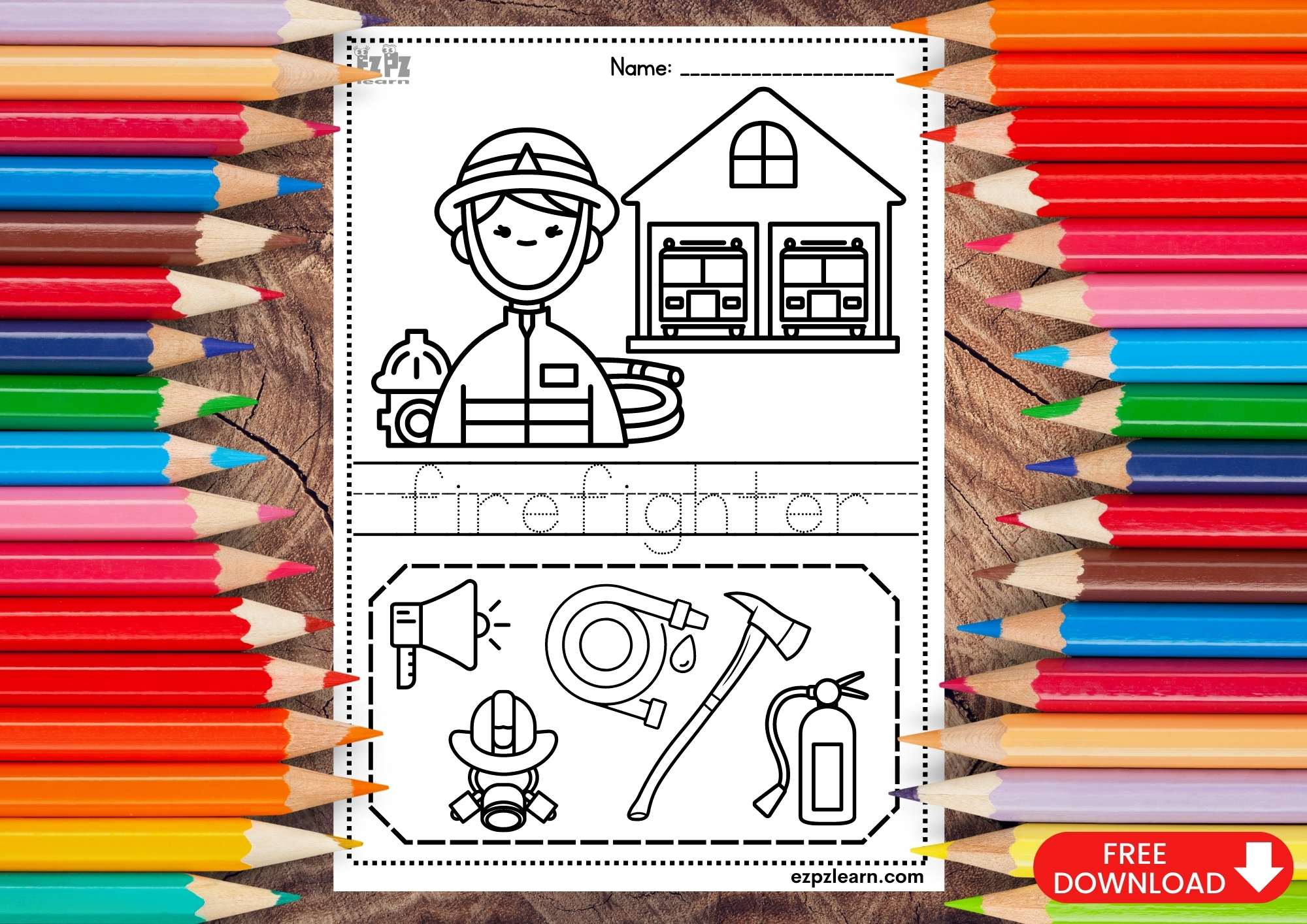Fun Firefighter Words Tracing for Kids Learn & Trace